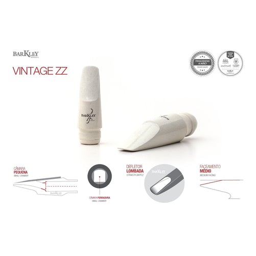 Barkley - Vintage ZZ 7 Baritone Saxophone Mouthpiece (White with Ebony)